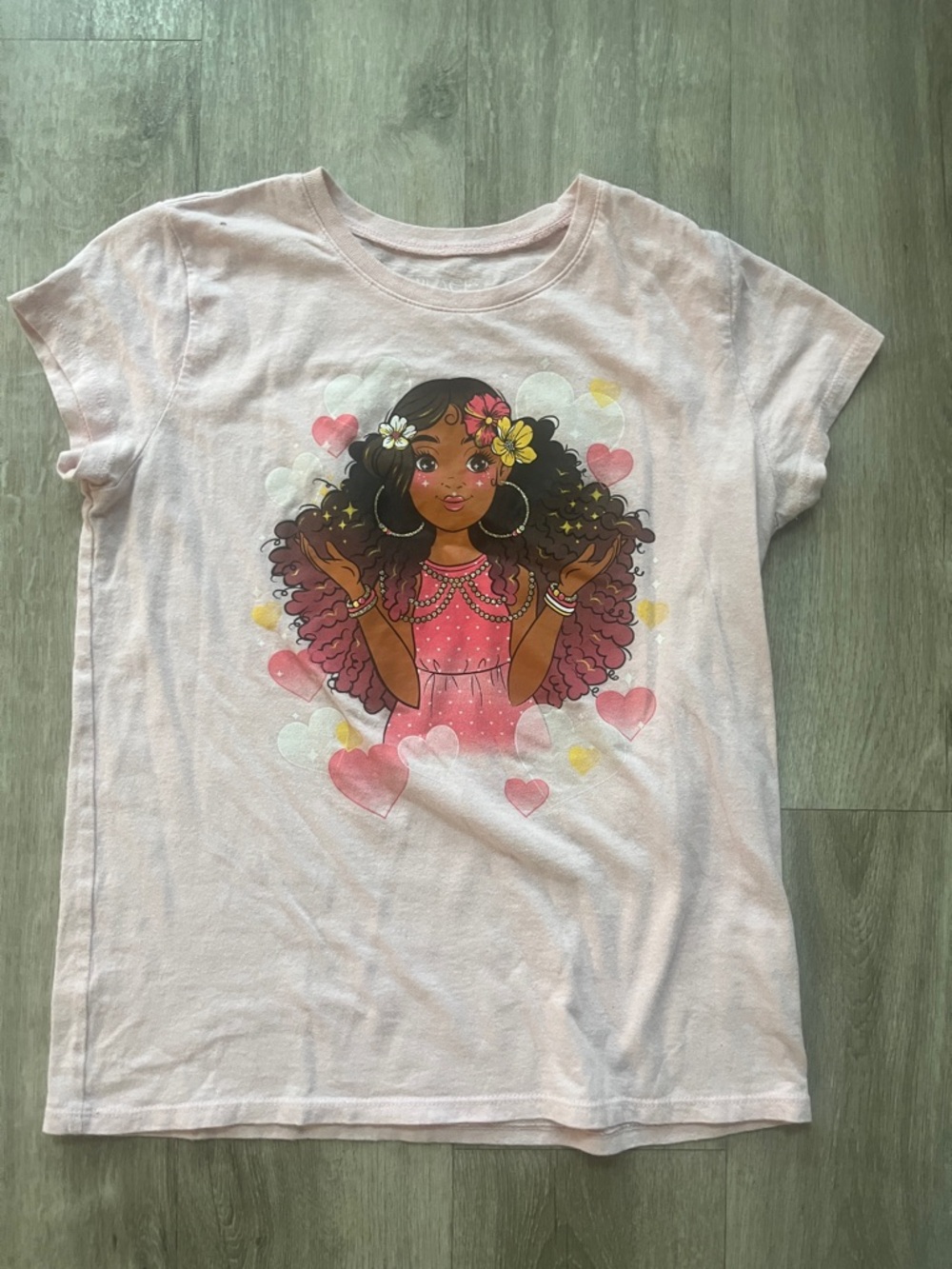 The Children's Place Pink Graphic Tee with Floral-Haired Girl